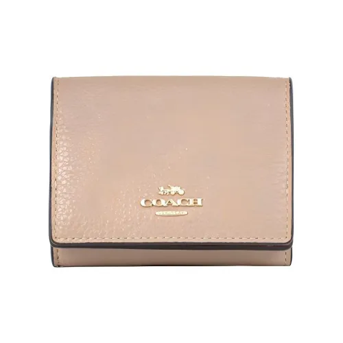 COACH Зернистая текстура кожа держатель для карт и кошелек женский ромб серый