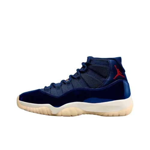 Jordan Air Jordan 11 Slip-resistant Abrasion-resistant High Top Винтажные баскетбольные кроссовки Унисекс Темно-королевский синий