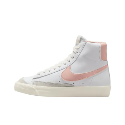 Nike Blazer Mid Slip Resistant Abrasion Resistant High Top Детские Скейтбординги Белый бежевый Echo Розовый Подростки