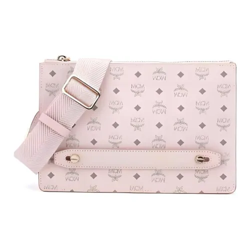 MCM Essential Visetos Origina Кожа Через плечо Клатч Мини Женский Розовый