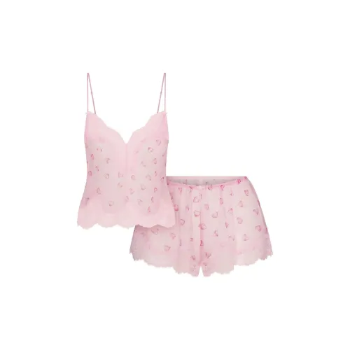 Skims Valentine's Day Collection Вишневый цветок Воздушный шар Принт/Вишневый цветок Воздушные шары Принт Женские Пижамные комплекты