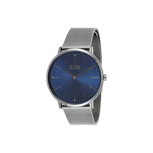 Hugo Boss Мужские часы Кварцевый механизм Ремешок из нержавеющей стали 40 мм Синий циферблат