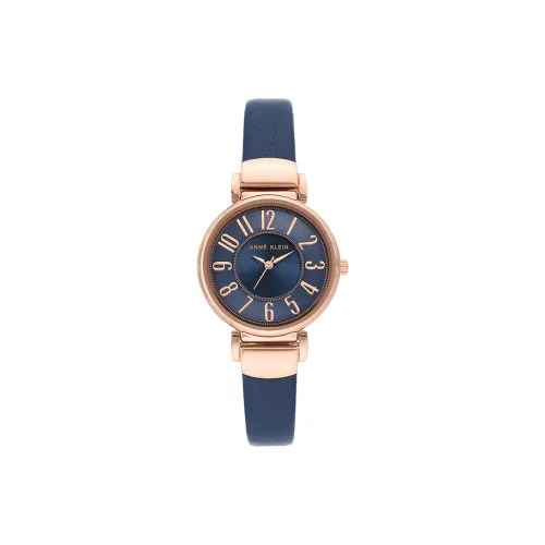 ANNE KLEIN Наручные часы Кварцевый механизм Кожаный ремешок 26 мм Черный циферблат Женские часы