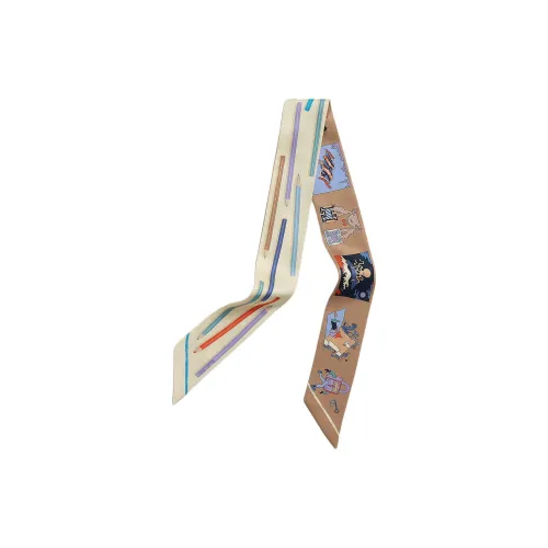 HERMES Шелковые шарфы Женские Ванильный Фиолетовый Белый Многоцветный