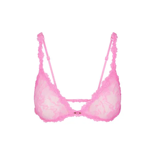 SKIMS Valentine's Day Collection SS25 Эластичный Кружево Треугольник Бюстгальтер Женский Sugar Розовый