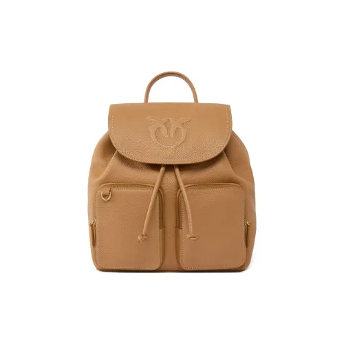 PINKO Love Birds series Рюкзак из коровьей кожи Женские Золотисто-коричневый
