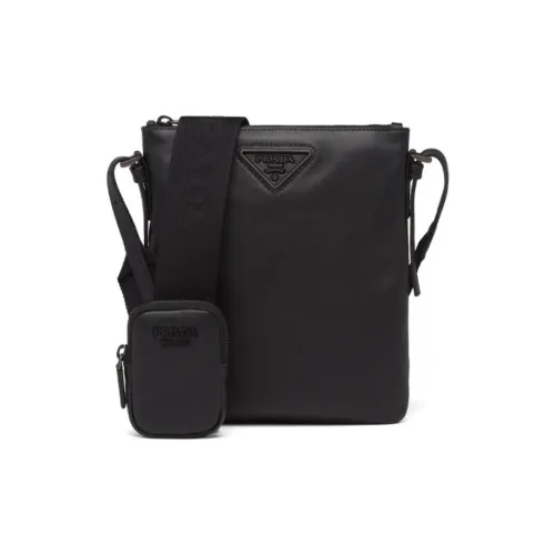 PRADA Сумка через плечо с треугольником кожа цветовая схема обычная мужская черная
