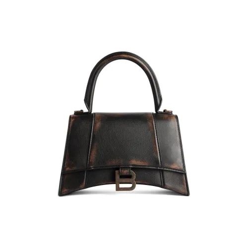 Balenciaga HOURGLASS Сумка через плечо из коровьей кожи маленькая сумка для женщин темно-коричневый и светло-коричневый