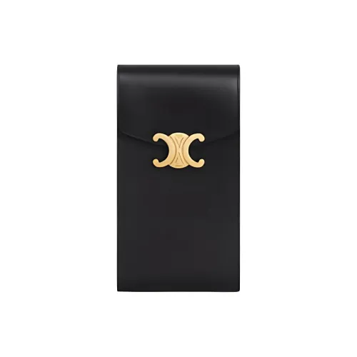 CELINE Triomphe Блестящий чехол для телефона из телячьей кожи женский черный