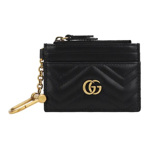 GUCCI GG Marmont Quilted кожаный кошелек для монет держатель для карт женский черный