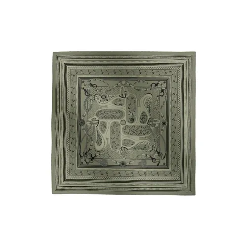 HERMES Ручная катушка кашемир шелковые палантины унисекс зеленый