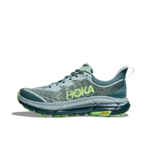 HOKA ONE ONE Mafate Speed 4 Slip-resistant Abrasion-resistant Low-top Trail Running Shoes Men's Gray Blue HOKA ONE ONE Mafate Speed 4 Противоскользящие Износостойкие Низкие Кроссовки для Беговых Пути Мужские Серый Синий