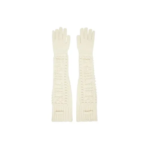 Jean Paul Gaultier Шерсть Полиэстер Трикотажная ткань Вязаные перчатки Женские Экрю