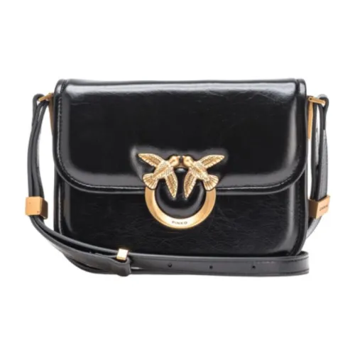 PINKO Сумка через плечо из коровьей кожи маленькая женская черная