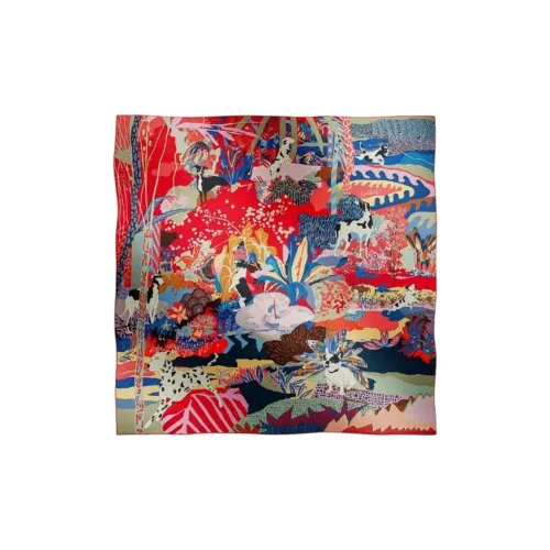 HERMES Кашемир Шелк Палантины Женские Красный