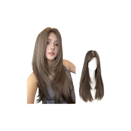 FYOSEE Фронтальная Кружевная Высокорельефная Полная Головная Перука Hazelnut Gray Brown CENTER Частичная Длинные Волосы