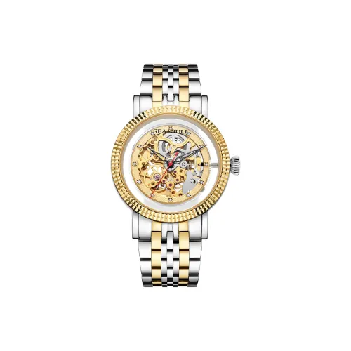 Sea Gull Автоматический Механический Механизм Стальной Ремешок Часы Мужские Часы С Черепным Циферблатом