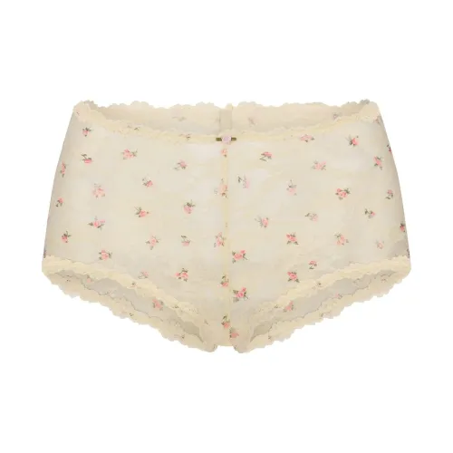 SKIMS Valentine's Day Collection SS25 Эластичные кружевные боксеры Boy Short женские 1 упаковка масло Rosebud с принтом