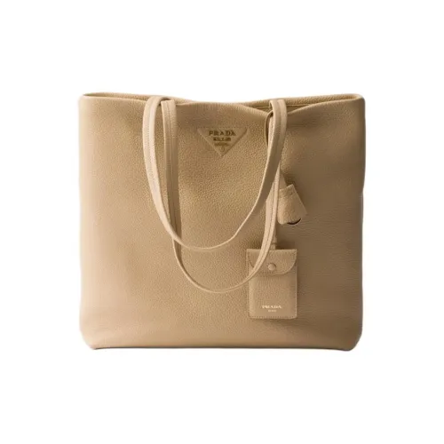 PRADA Телячья кожа Тоут Сумка Сумка для покупок Сумка Большая Женская Песочно-бежевая