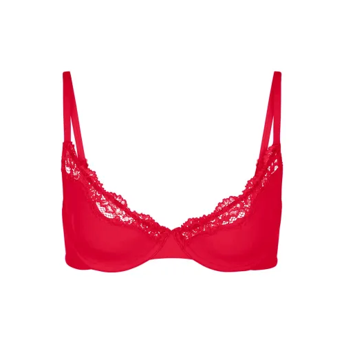 SKIMS Valentine's Day Collection SS25 Подходит для всех Кружево Без подкладки Свернутая грудь Бюстгальтер Женский Кайенский