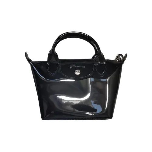 LONGCHAMP Лак Пэлет Кожа Сумка через плечо Сумка на плечо Мини Сумка Женская Черная