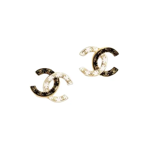 CHANEL Металл Серьги-гвоздики Женские Черный Белый