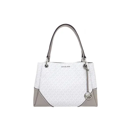 MICHAEL KORS Nicole Покрытый холст с кожаными вставками Сумка Женская Белая и Серая