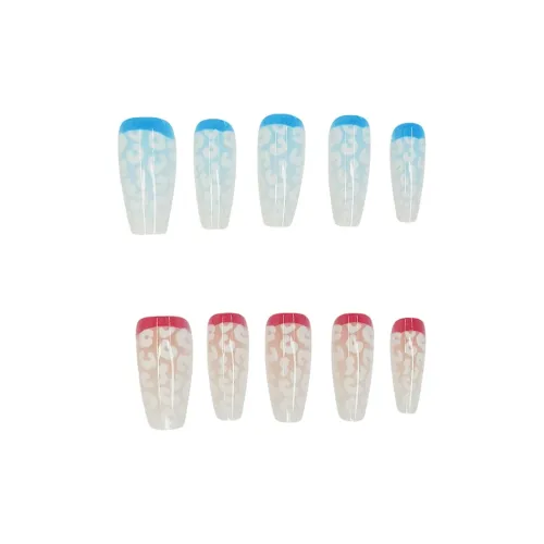 SHITIAN Дофаминовая одежда Леопардовый принт False Nail Короткий Розово-синий Градиентный 17mm