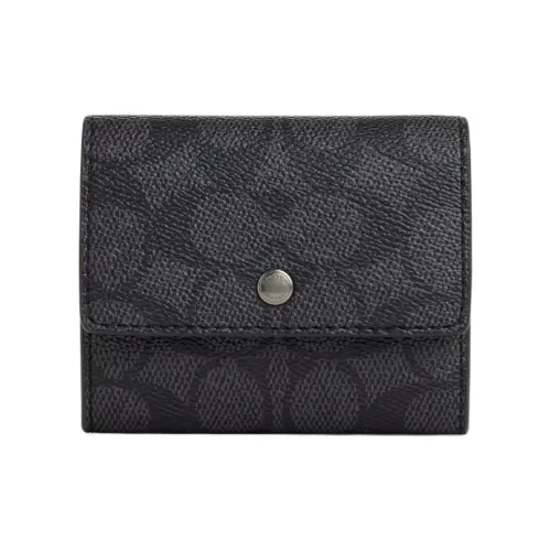 COACH Подпись Покрытый холст Кошелек Стандартный Мужской Угольный Черный