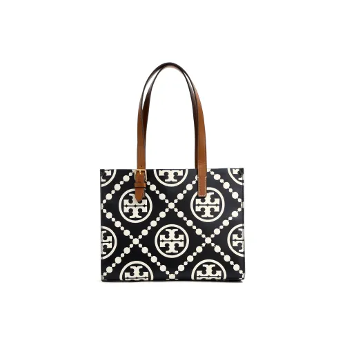 TORY BURCH T Monogram Кожа Тоут Сумка Сумка для покупок Сумка через плечо Сумка Маленькая Женская Черная