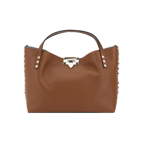 Valentino Rockstud Крупнозернистая текстура Телячья кожа Одно плечо Сумка Маленькая Женская Коричневая