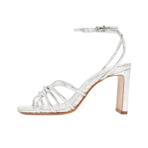 Schutz Rachel High Блок one Ремень Сандалии 9cm Женские Серебристые