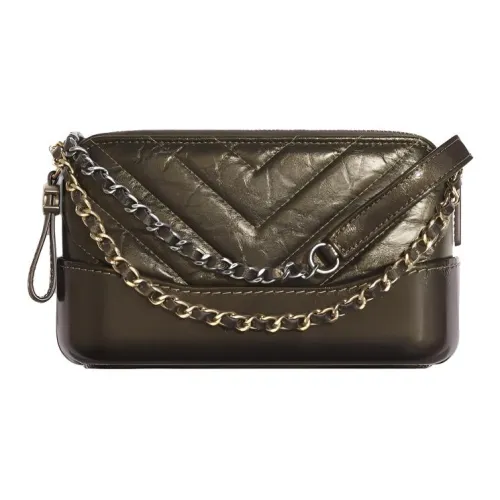 CHANEL Gabrielle Телячья кожа Сумка через плечо Экстра мини Женская Темно-золото Серебристый