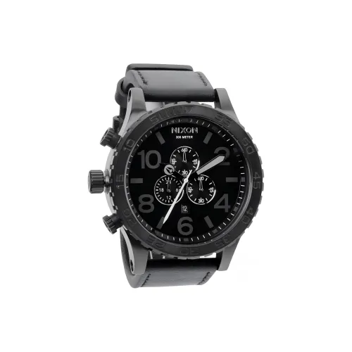 NIXON Watch Кварцевый механизм Кожаный ремешок 51 мм Черный циферблат Унисекс
