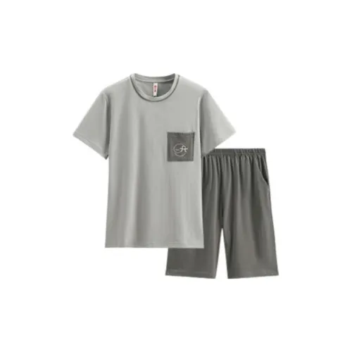 FENTENG Пижамный комплект Мужской Кошка Серый