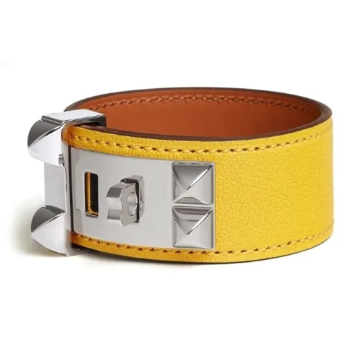 HERMES Браслеты из козьей кожи Женские Желтые