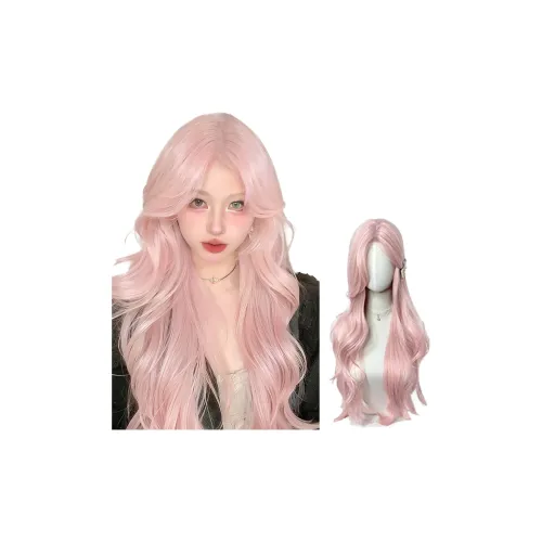FYOSEE Перука для женских длинных кудрявых волос полная голова интернет-знаменитость персиково-розовый восемь персонажей челка