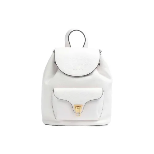 COCCINELLE Beat Коровья крупнозернистая текстура Рюкзак Женский Ярко-белый