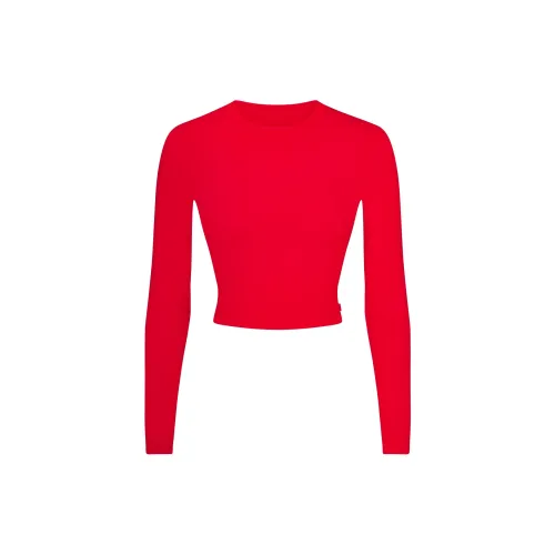 SKIMS Valentine's Day Collection SS25 SKIMS Sleep Супер Укороченный Длинный Рукав Пижамный Топ Женские Рубин Рубины