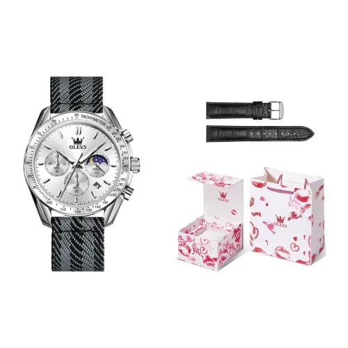 OLEVS Wisdom Series Кварцевый механизм Нейлоновый ремешок Часы Мужские Белый циферблат