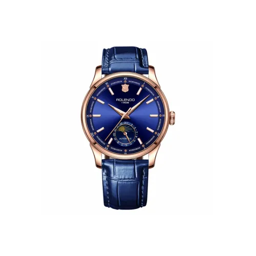 ROLENDO R Автоматический механический механизм натуральная кожа ремень часы для мужчин циферблат часов кофе