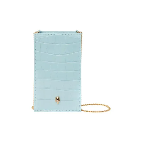 Alexander McQueen THE SKULL BAG Тисненый Крокодил Тисненый Телячья кожа Чехол для телефона Женские Светло-синий