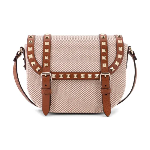 Валентино Гаравани Ткань с кожаными вставками Курьерская сумка Сумка через плечо Женская Коричневая