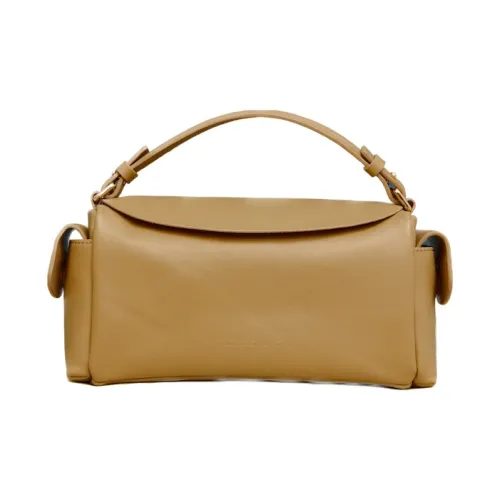 THE YELLOW SHOP Сумка через плечо из крупнозернистой текстуры коровьей кожи средний размер женская латте