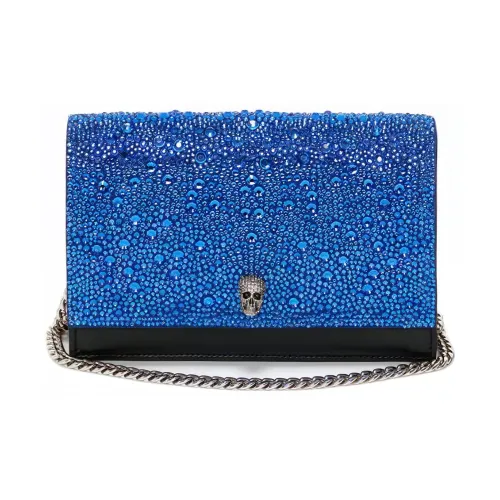 Alexander McQueen THE SKULL BAG Телячья кожа Одно плечо Клатч Маленький Женский Синий