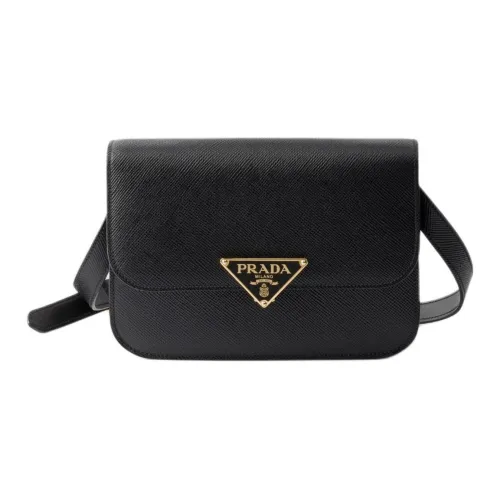 PRADA Saffiano Коровья кожа Плечевая сумка Стандартная Женская Черная