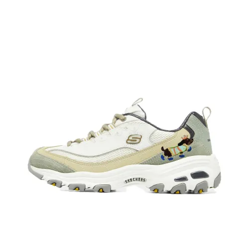 Skechers Низкий топ массивные кроссовки женские бежево-зеленые азиатская версия