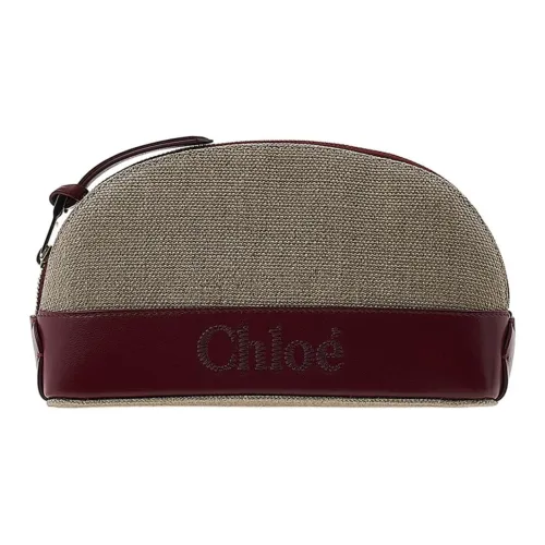 Chloe Linen и Calfskin Clutch Женские Красный Драгоценный камень