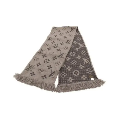 LOUIS VUITTON Шерсть Трикотаж Шарфы Женские Серый Бежевый