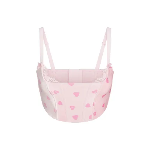 SKIMS Valentine's Day Collection SS25 Вельвет Лэйс Укороченный Корсет Топ с Рифлеными Рукавами Женский